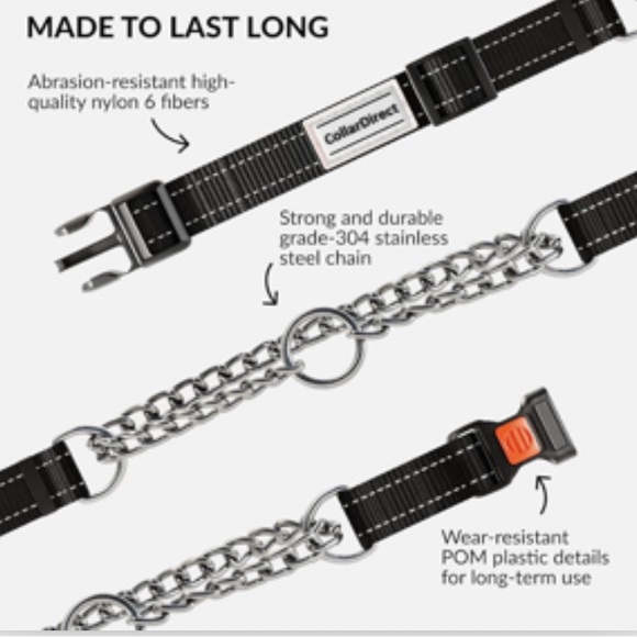 CollarDirect Martingale Dog Collar Stainless Steel Chain & Quick Release Buckle - Picture 6 of 11